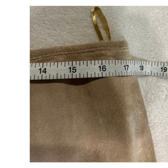 BOSTON PROPER Tan Suede Leather Panel Midi Skirt Boho Chic Boho Cottage Size 14 - Picture 14 of 16